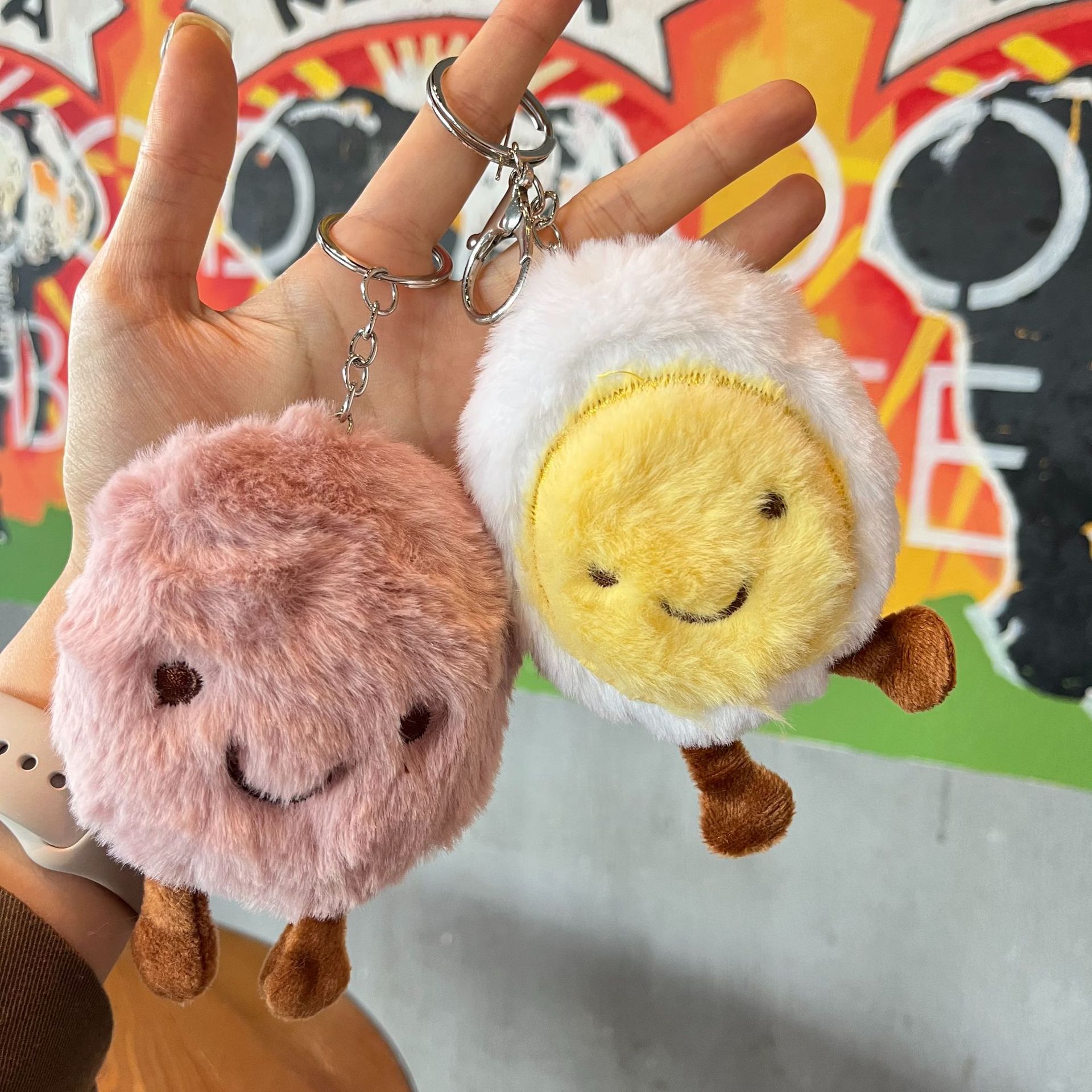 Cartoon Food Plush Purse Charm Cute Rice Ball Toast Keychain Student Bag Decor New Style