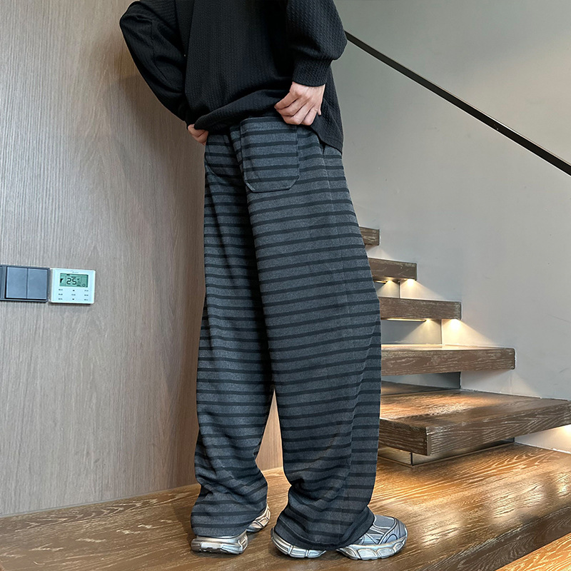 Pantalon de survêtement rayé brodé teckel pour homme, marque tendance, coupe ample et décontractée, pantalon de sport résistant et confortable_voghion.com
