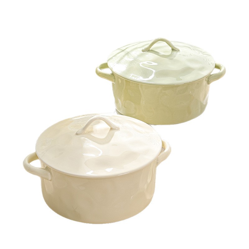 Olla grande de cerámica estilo japonés de lujo ligero, estilo crema, para sopa, fideos instantáneos, tazón grande para sopa, vajilla de cerámica