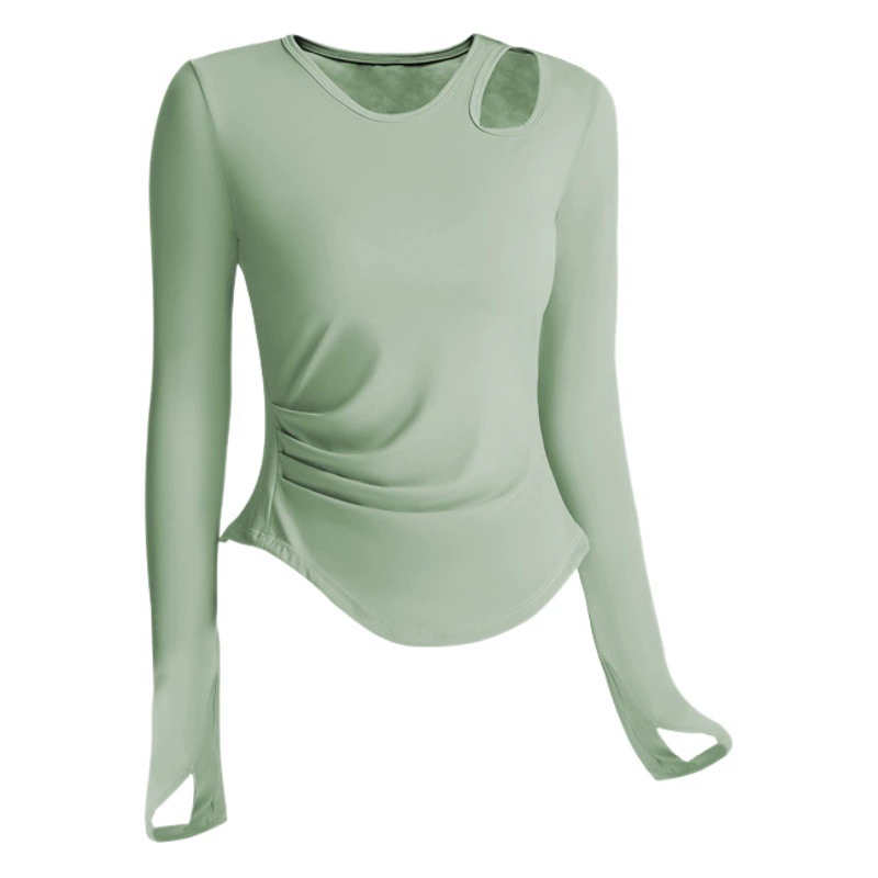 Одежда для йоги с длинными рукавами, Женский Осенний топ с нагрудной подкладкой, Пилатес, тренировочный фитнес-топ, стройнящая Спортивная футболка для бега