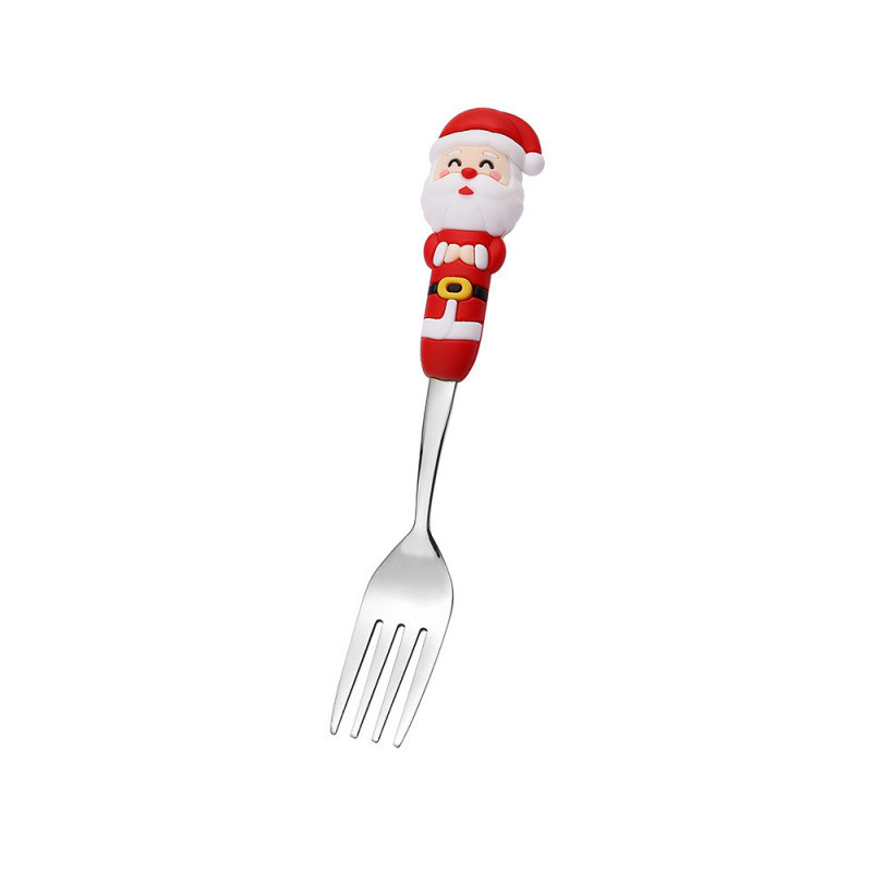 クロスボーダークリスマスカトラリーセットクリエイティブカトラリースプーンデザートスプーンフォーク漫画サンタスプーンフォークギフトボックス|undefined