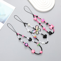 Pink Millennium Y2K Sweet and Spicy Girl Phone Chain Bead Phone Lanyard Crossbody Chain Accessory for Women