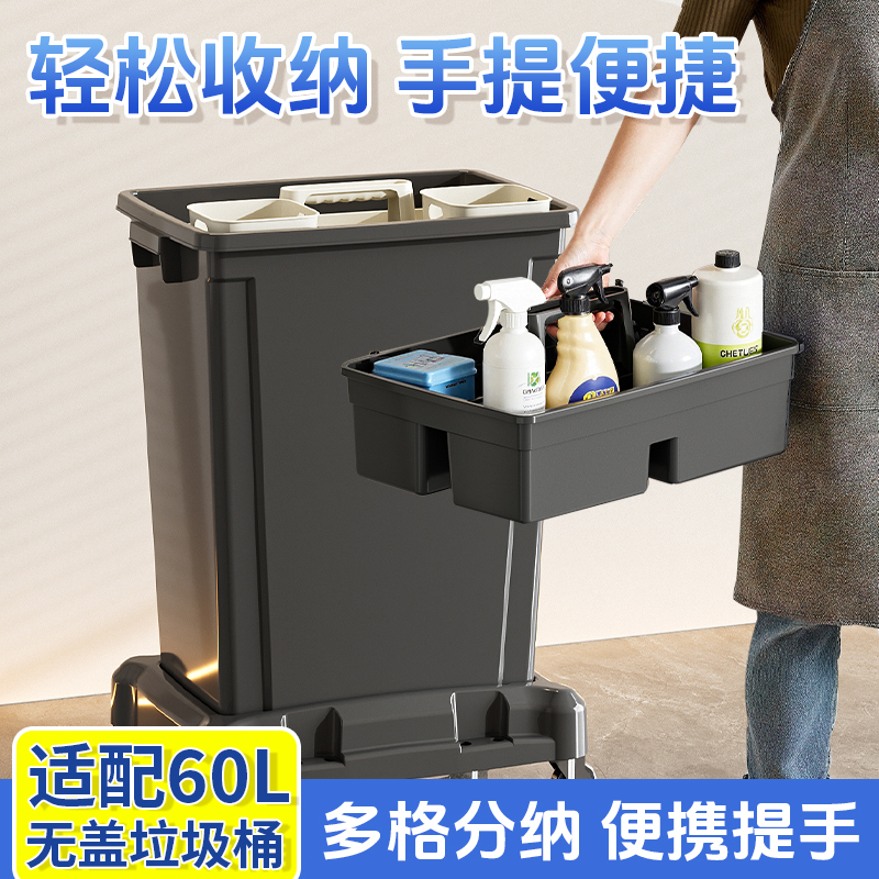 ☽ Restaurant Food Collection Cart with Wheeled Trash Bin, Commercial Kitchen Cleaning Mobile Trolley, Garbage Cart, Multi-Purpose for Hotels