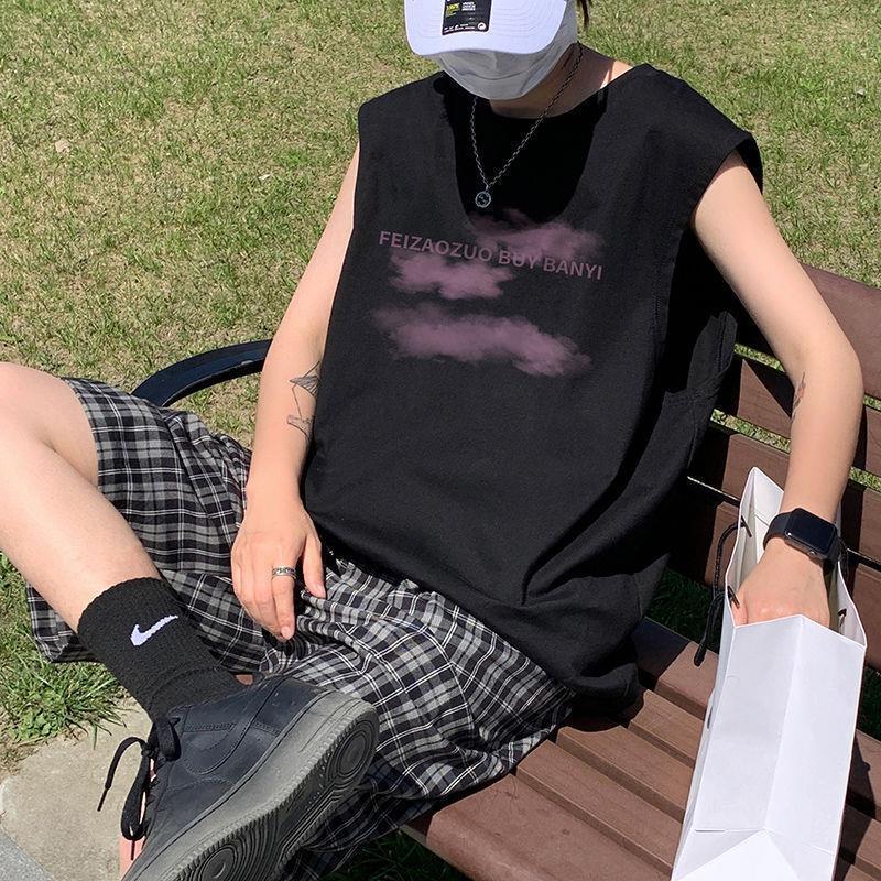 Vest Men's Ins Hong Kong Fashion Brand Loose Sports Fitness Sleeveless T-shirt Summer Fashion Hurdle Waistband Basketball 12 Vest Men's Ins Hong Kong Fashion Brand Loose Sports Fitness Sleeveless T-shirt Summer Fashion Hurdle Waistband Basketball 12