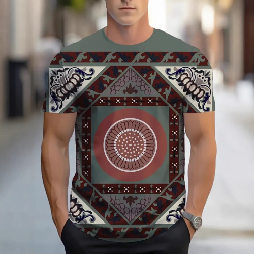 2025 New Amazon Western and European Trendy Casual Versatile Retro Men's Short-Sleeve T-Shirt