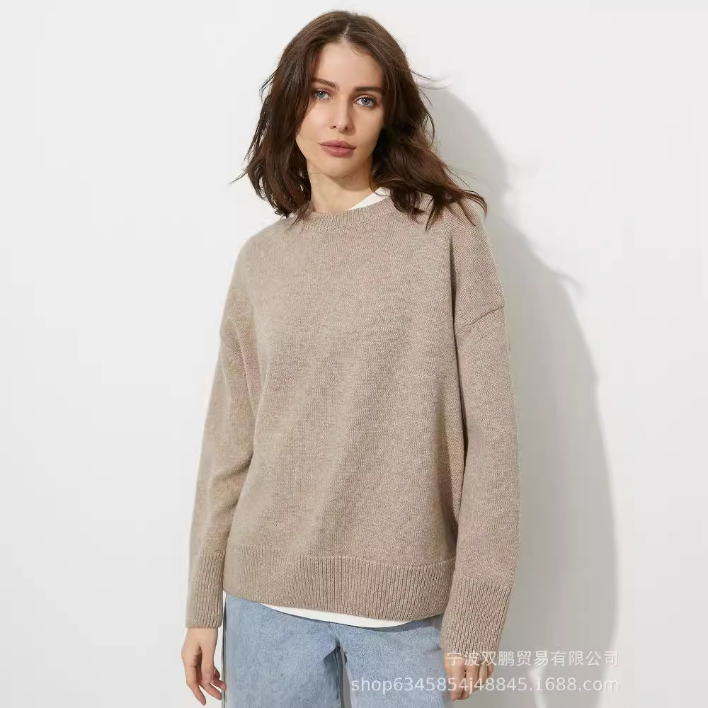 ロシアは純色の丸首セーターを販売しています。女性2023クロスボーダーの爆発金はアマゾンの柔らかいニットの上着を販売しています。