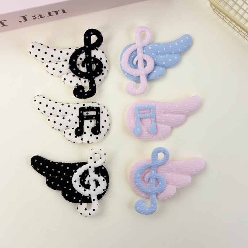 7.5cm polka dot musical note bow wing accessory DIY sweet and cool girl side bangs clip simple hair accessory