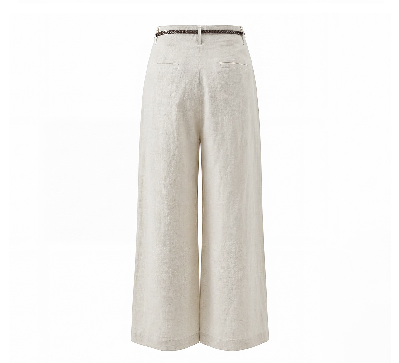 Quần culottes nữ ống rộng chất liệu linen phối sợi tencel, cạp cao dáng suông, mặc mùa hè thoáng mát — Xanh lông mòng đen chi tiết 28