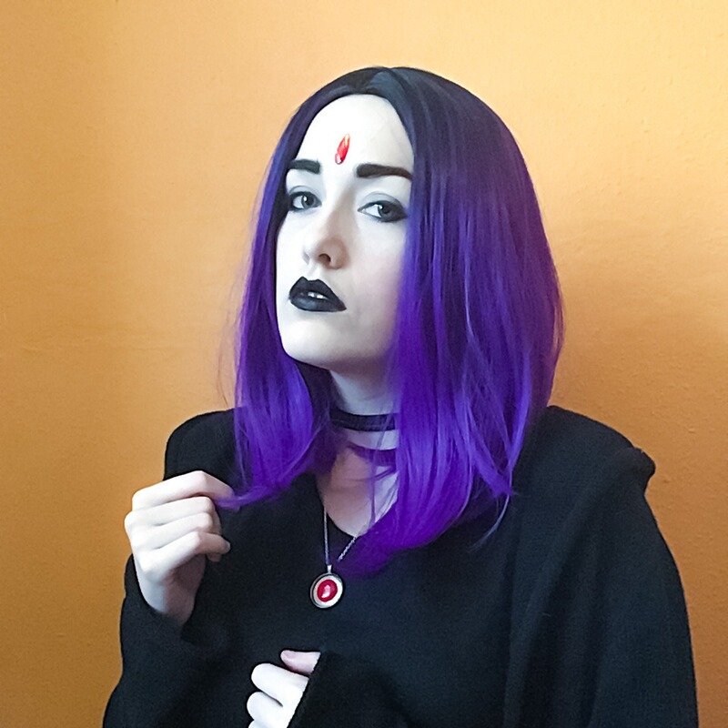 Black Purple Gradient mid-length wig female dyed short wave head bobo head hair female wig cosplay wigs Black Purple Gradient mid-length wig female dyed short wave head bobo head hair female wig cosplay wigs
