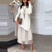 亚马逊跨境2025秋季欧美外贸新款女装时尚休闲针织上衣背心连衣裙