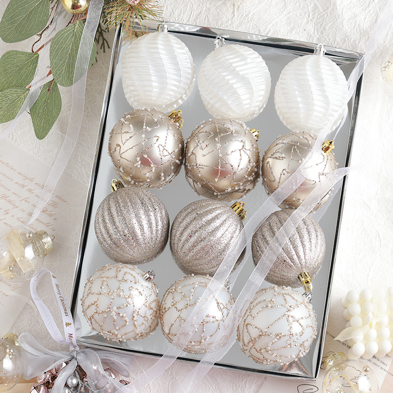 Champagne de alta gama traje blanco caja de regalo bola de Navidad decoración de árbol de Navidad colgante colgante bola pintada bola transparente