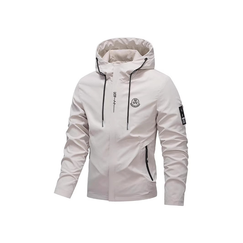 Cross-Border Hot-Selling Spring and Autumn Jacket for Young Men, Simple Casual Trendy Brand Top with Mk Letter Print, Hooded Windbreaker