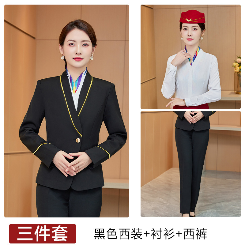 Женский черный костюм + рубашка + брюки