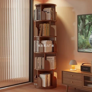 Bookshelf Floor-Standing Storage Rack Non-Solid Wood Bookcase Rotating Corner Picture Book Rack Kidsren's Living Room Home Simple Does Not Occupy Space