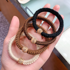 加粗簡約風水鑽發繩高級感編織頭繩扎頭髮馬尾發圈高彈力精品皮筋