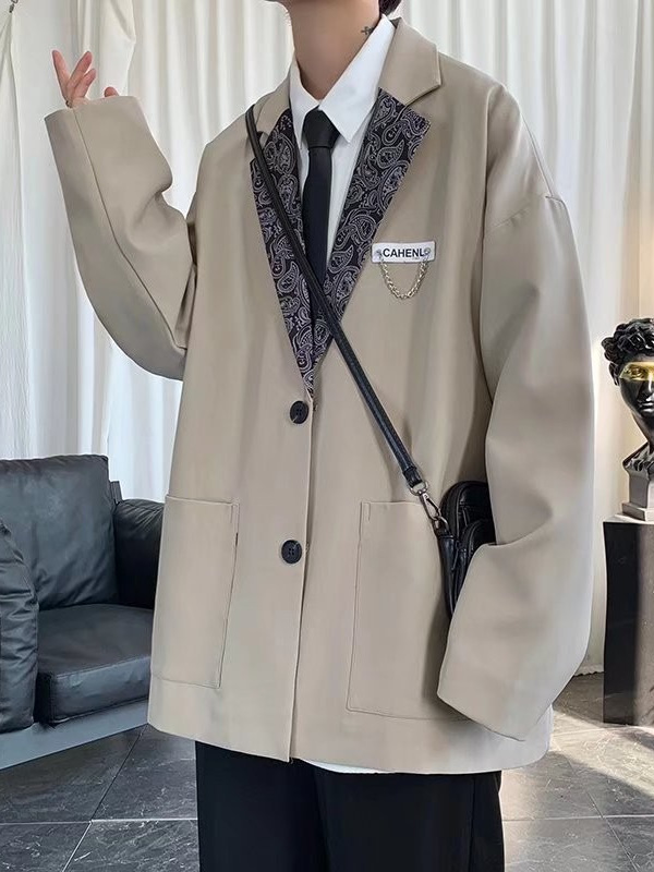 2024 chaqueta de traje femenino caqui retro diseño sentido nicho coreano suelto traje de hombre otoño e invierno