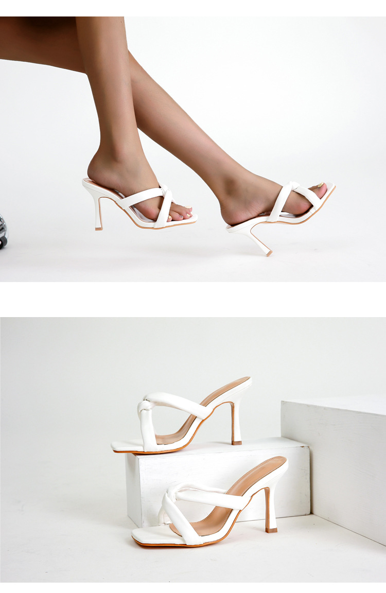 Square Toe Stiletto Heels Cross Sandals NSSO107767