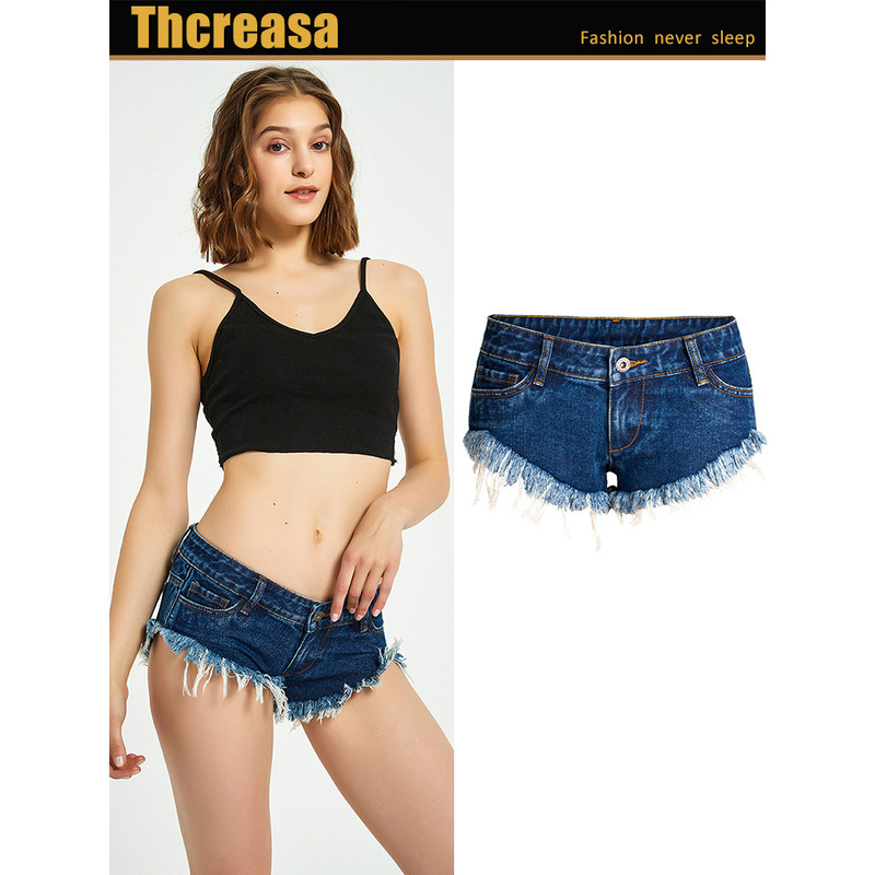 2020 Summer New Amazon Sexy Denim Shorts European and American-style Hip Lifting Fur-edged Denim Wide-leg Pants Hot Pants