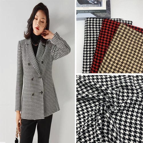 Coarse-woven tweed herringbone fabric, autumn/winter thick polyester-cotton brushed dress, suit jacket, coat—herringbone pattern.
