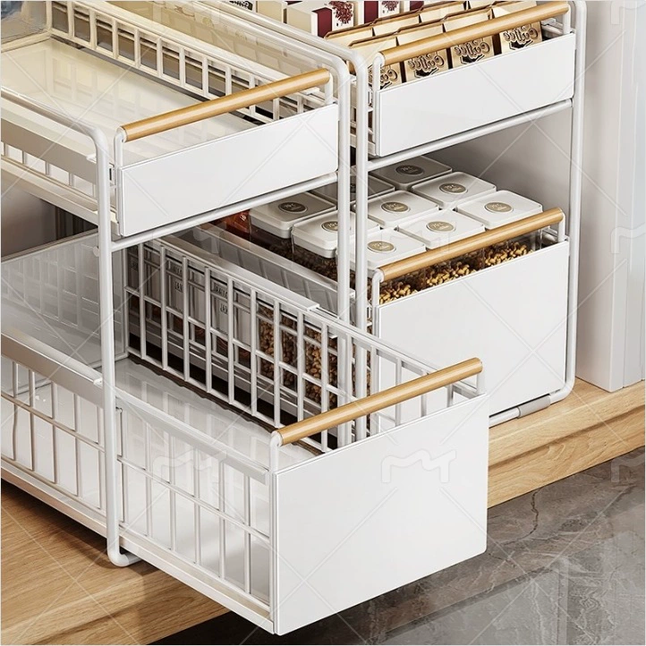 Kitchen sewage tank storage bowl seasoning bowl pumping pool multi -function storage shelf cabinet pull basket layered shelf