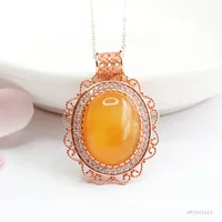 Jianyu S925 Серебро инкрустированные натуральным коричневым красным медом пчелиный воск кулон Янтарный завод жить от имени HP2042603