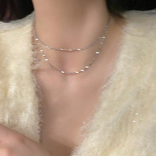 波光粼粼双层金属项链女夏款choker气质颈链轻奢小众感锁骨链