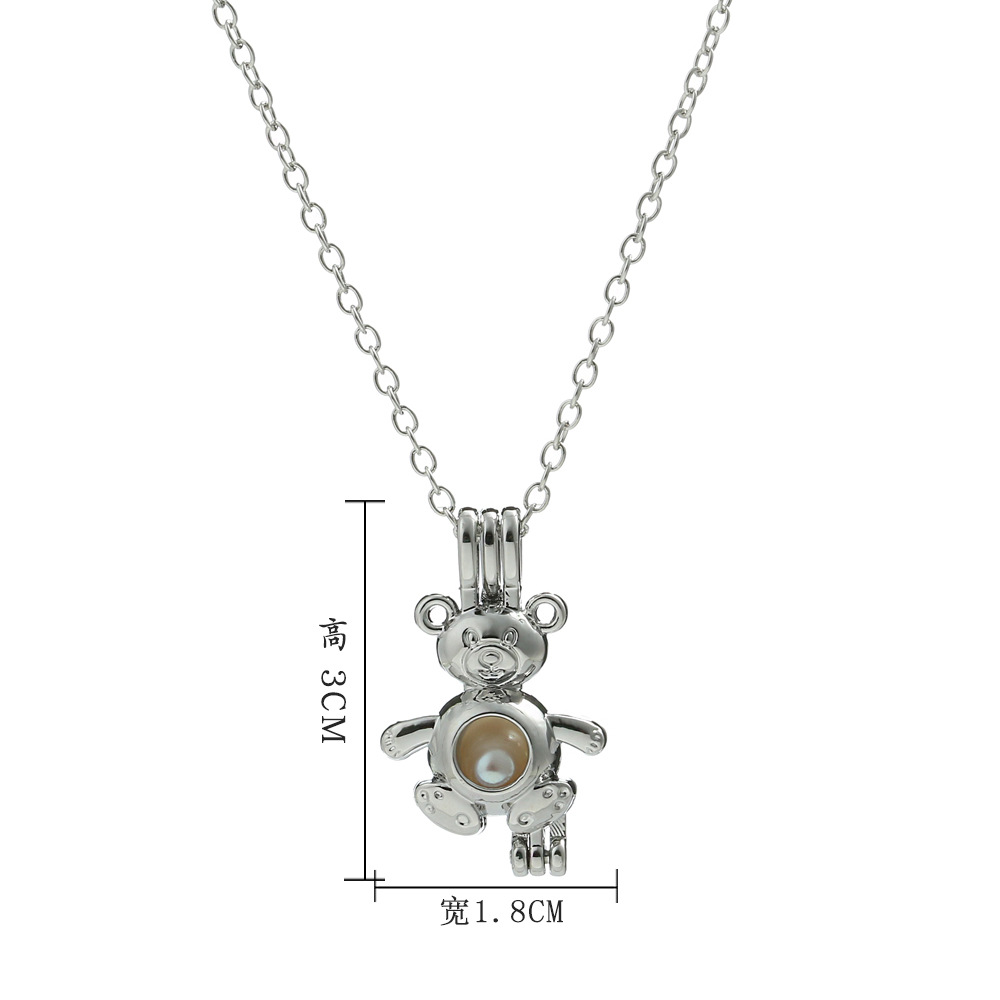 Bijoux De Collier Pendentif Ours Cage De Perles De Conception Simple display picture 1