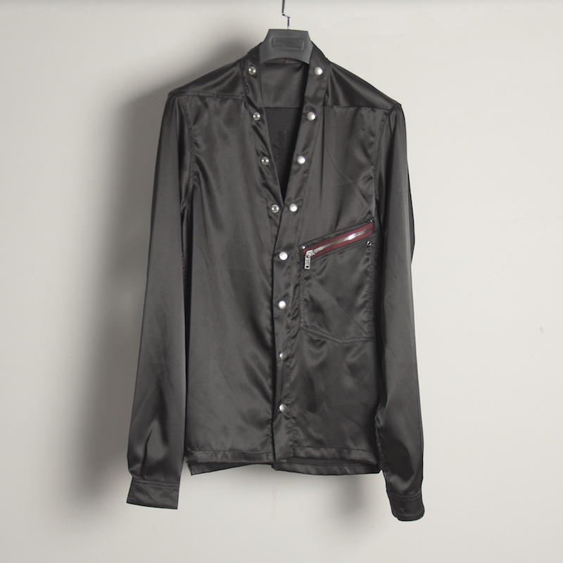New Ro Single-Breasted Shirt for Early Autumn, Long-Sleeved Red Pocket Embellished Business Top for Teenagers, Korean Style Trendy