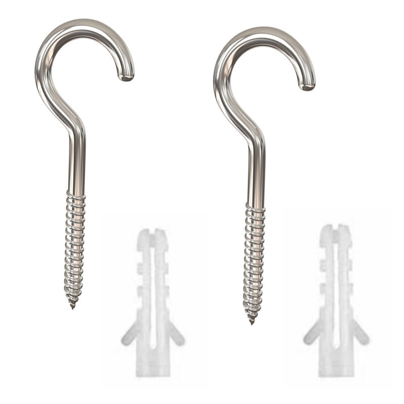 16 # 4inch Lamp Hooks 2Pcs/Pack with Plastic Expansion Screws Heavy-Duty Large Ceiling Hooks Silver Black Gold 10mm