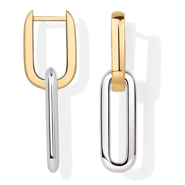 Elegant Design 14K Gold Two-Color Geometric U-Shaped Earrings Cross-Border Accessible Luxury High-End Elegant Ins Style Women's Earrings