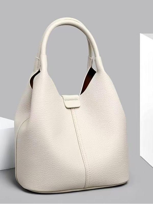 Bolso de cubo de mano casual de color sólido de comercio exterior 2025 nuevo bolso de hombro simple de todo fósforo bolso de mensajero de cuero suave de alta calidad