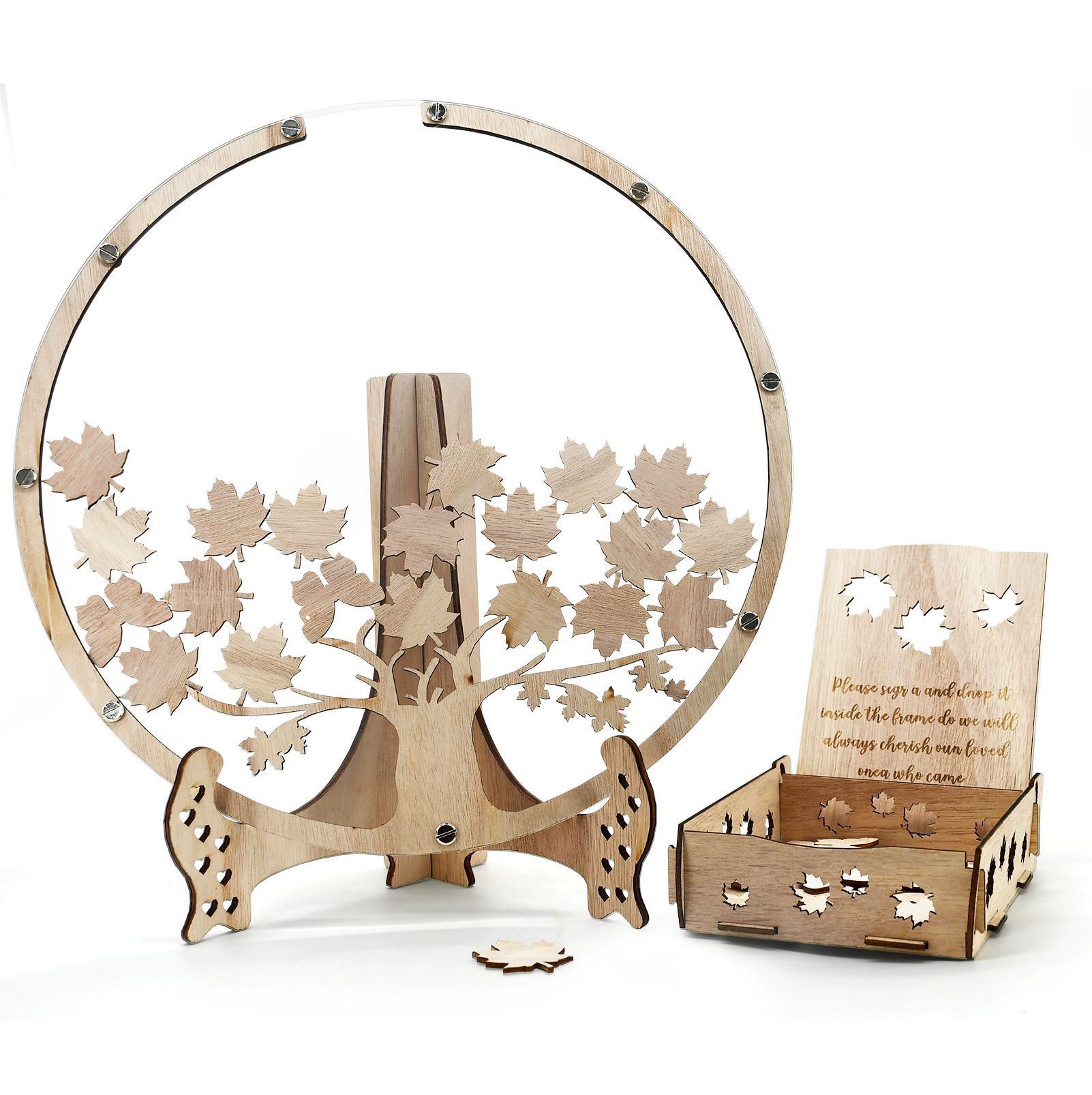 Cross -border new creative wedding wooden message board maple leaf round European and American wedding register registered registered registered registered registered registered registered registered registered registered registered registered registered registered registered