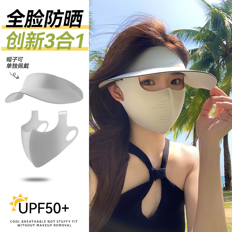 Baonasi Sun Protection Mask for Women, Anti-Uv, Large Brim, Eye Protection, Lightweight and Breathable, Summer Sun Protection Mask, Full Face