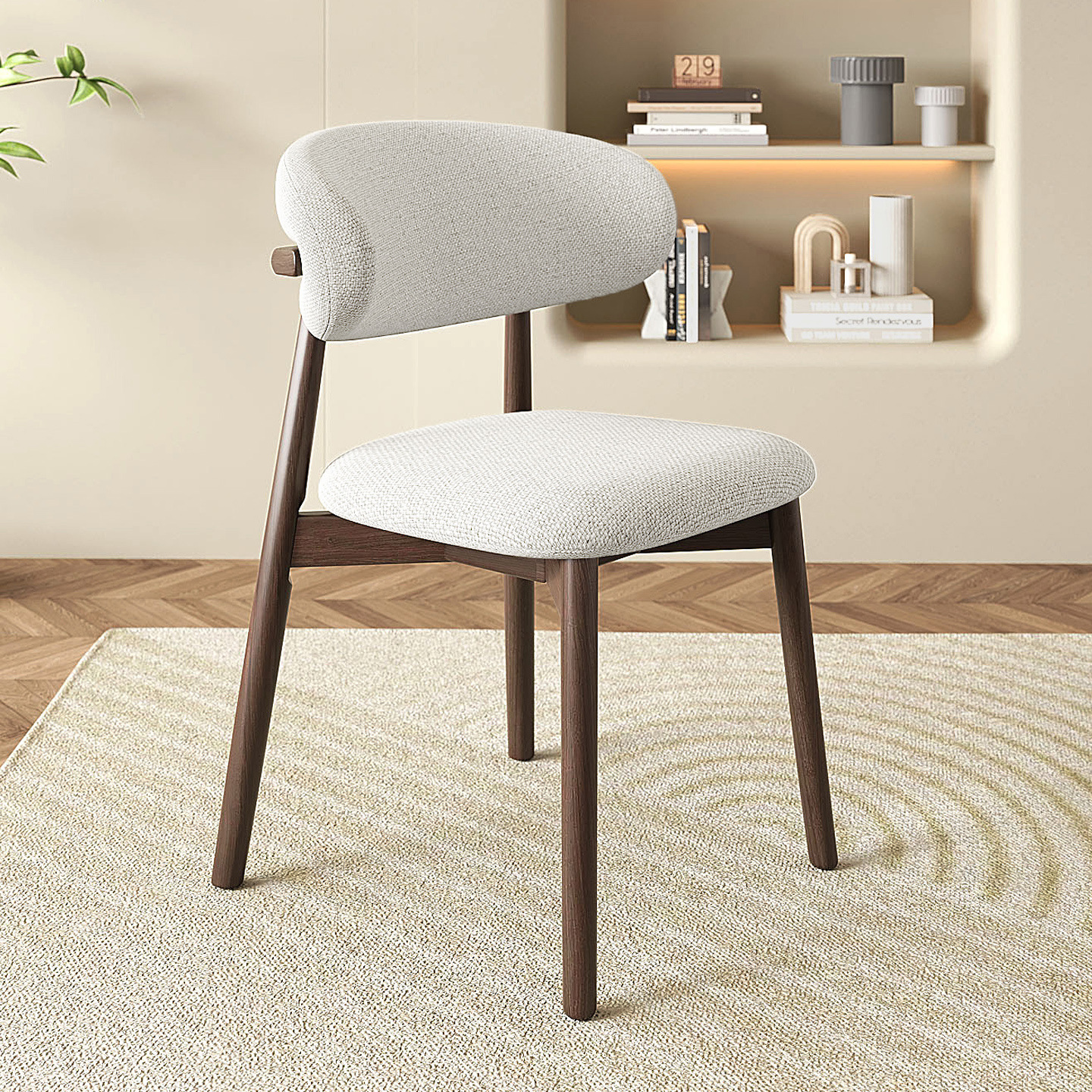 Silla de comedor de madera maciza moderna y simple nórdica, silla de comedor casera, silla de hotel, silla de respaldo de lujo ligera, silla de cornucopia