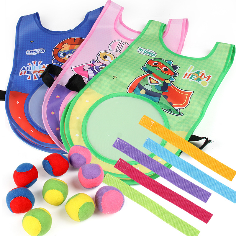 Niños evitan camisetas pegajosas juguetes 2 en 1 juegos chaleco chaleco de jardín de infantes juguetes de pelota pegajosas