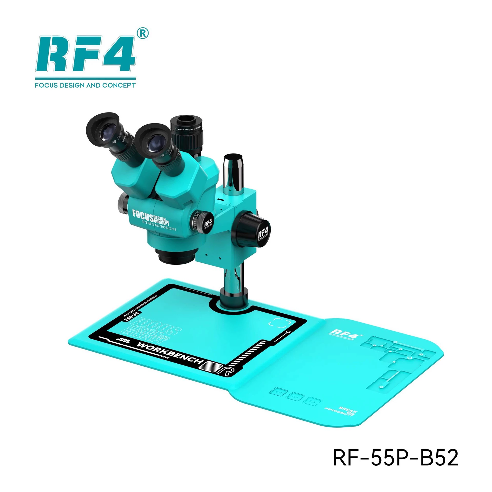 RF4 микроскоп бинокулярный трехкулярный 7-65 раз HD окуляр непрерывный зум мобильный телефон Ремонт материнской платы rf4