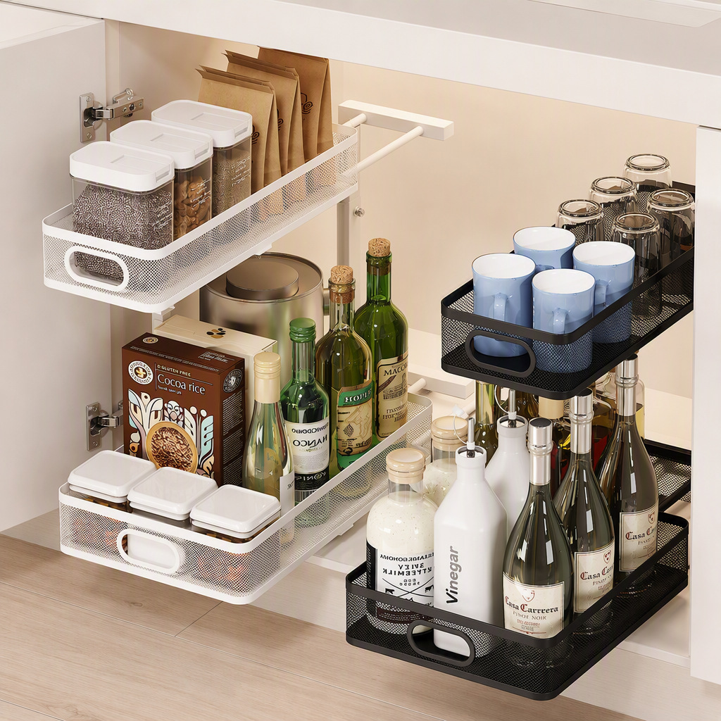 Under Sink Storage Rack Multi-functional Adjustable Spice Storage Rack...