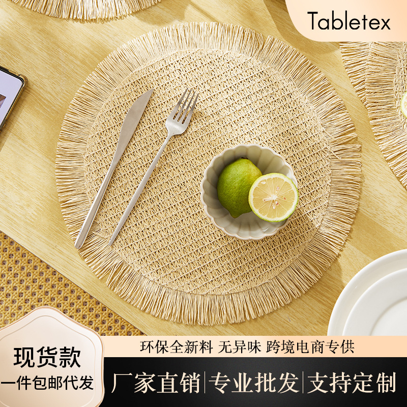 Transfronterizo Amazon almohadillas de mesa ecológicas naturales almohadillas de papel tejido almohadillas de mesa aislamiento térmico almohadillas de tazas almohadillas de decoración