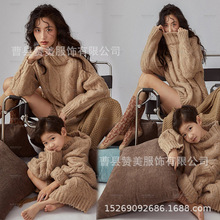 影楼新款时尚简约杂志风美拉德秋冬全家福亲子毛衣艺术照写真服装