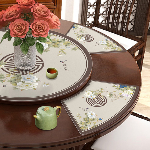 Factory direct sales pu leather fan-shaped placemats household waterproof and oil-proof western placemats dinner plate mats table insulation mats