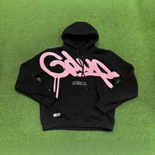 2025跨境美式街头潮牌字母印花男士卫衣秋冬男装时尚休闲华棉帽衫