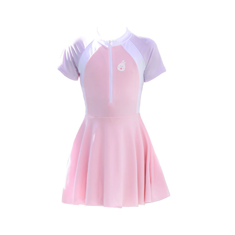Traje de baño para niñas, deportes de una pieza, combinación de colores, versión coreana, estudiantes de secundaria, natación, entrenamiento profesional, trajes de baño de ocio para niños