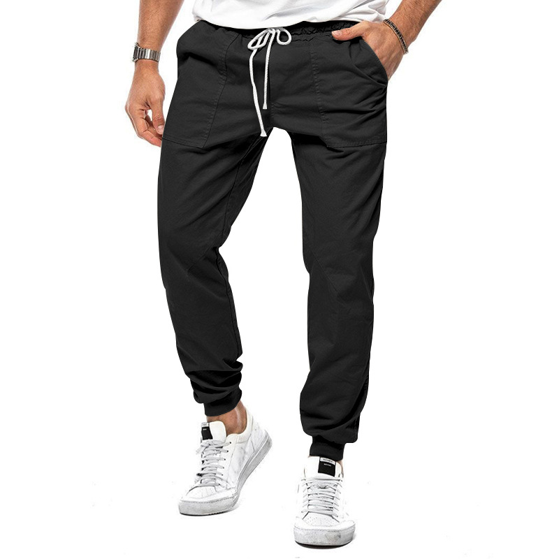 2024 Men's Spring And Summer New Style Classic Drawstring Pants Solid Color Woven Casual Sports Work Trousers Plus Size Men's Clothing_voghion.com