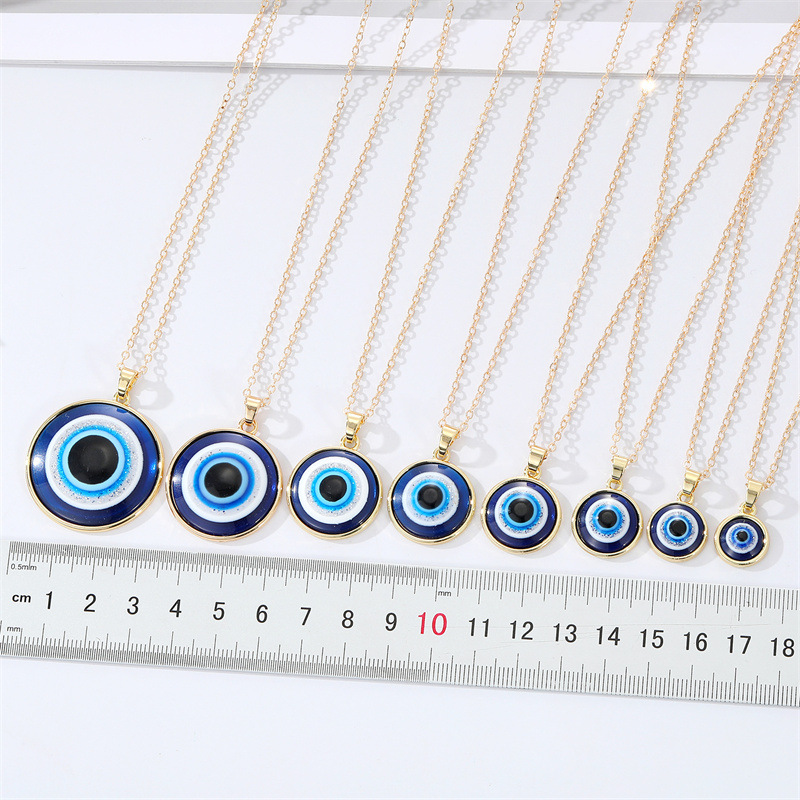 European Cross-Border Sold Jewelry Retro Simple More Sizes Devilu0027s Eye Necklace round Blue Eyes 