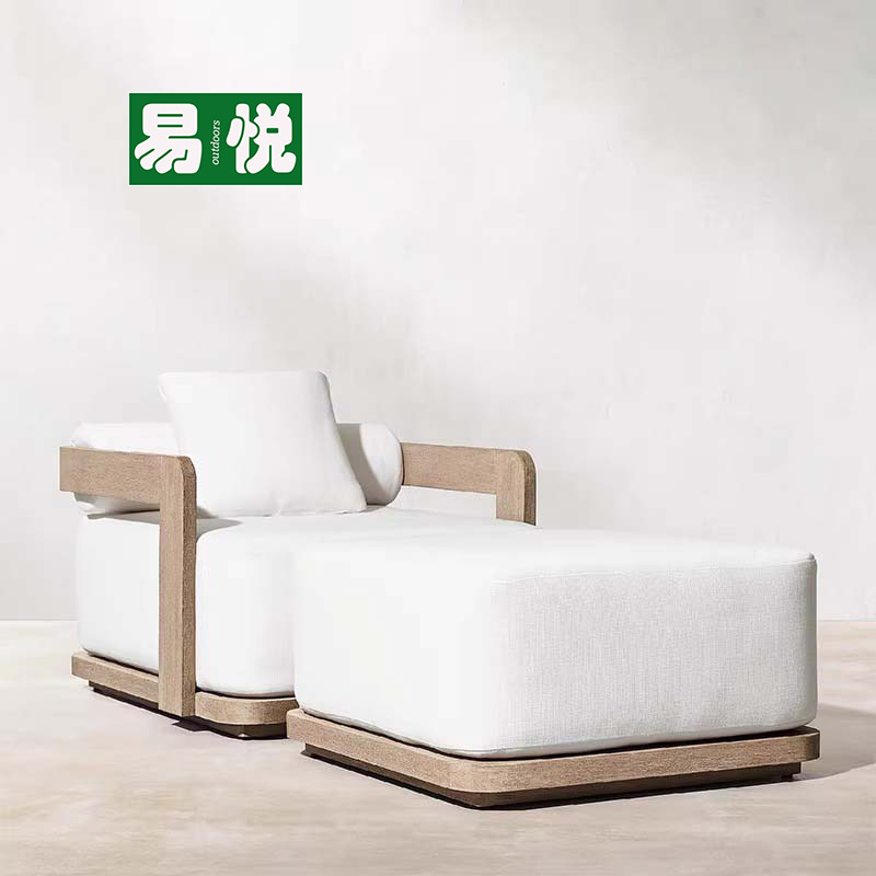 Diseñador de casa patio terraza sofá combo sala modelo sofá de madera maciza al aire libre nórdico sofá de teca al aire libre