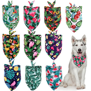 Tropical wind fruit Flamingo pet saliva towel cactus dog scarf pet triangle towel spot cross border