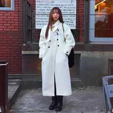 日系牛角扣羊毛大衣女25ss秋冬复古双排扣升级版羊羔毛呢子外套