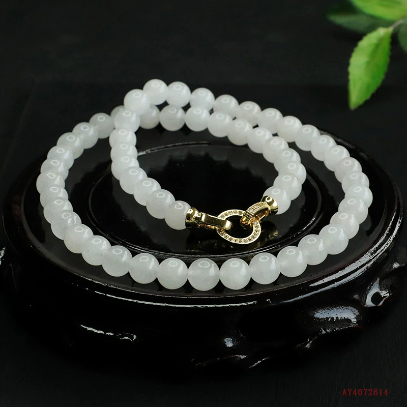 Ожерелье из натурального золотого шелкового нефрита Ai Yu, цепочка из нефритовых бусин, этнические украшения, оптовая продажа, дропшиппинг S4072614