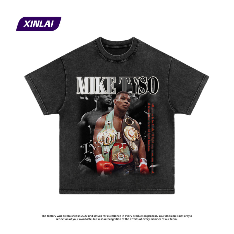 Boxing king Tyson Boxing athletes digital direct injection short sleeve T-shirt casual loose all-match trendy half sleeve top