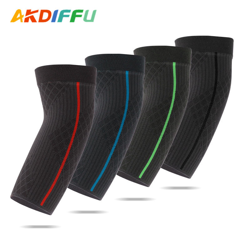 Almohadilla de codo deportiva para hombres y mujeres almohadilla de codo de compresión de punto baloncesto fitness antideslizante transpirable que absorbe el codo cierre automático del borde